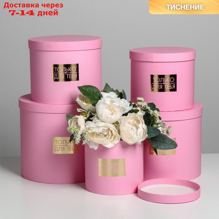 Набор шляпных коробок для цветов 5 в 1 "Нежность", 14 × 13 см - 22 × 19,5 см - фото 1 - id-p227097685