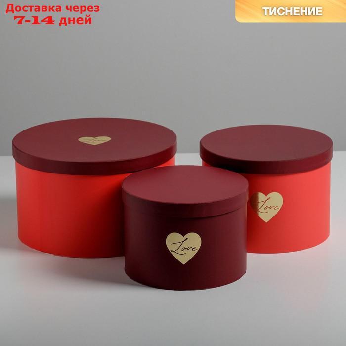 Набор шляпных коробок для цветов 3 в 1 "Красный", 18 × 13 см - 25 × 15 см - фото 1 - id-p227097688