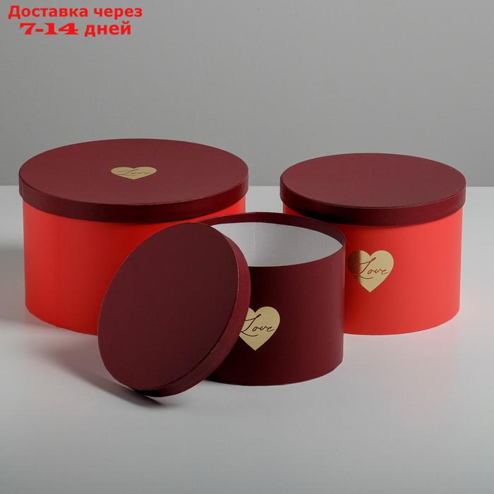 Набор шляпных коробок для цветов 3 в 1 "Красный", 18 × 13 см - 25 × 15 см - фото 3 - id-p227097688