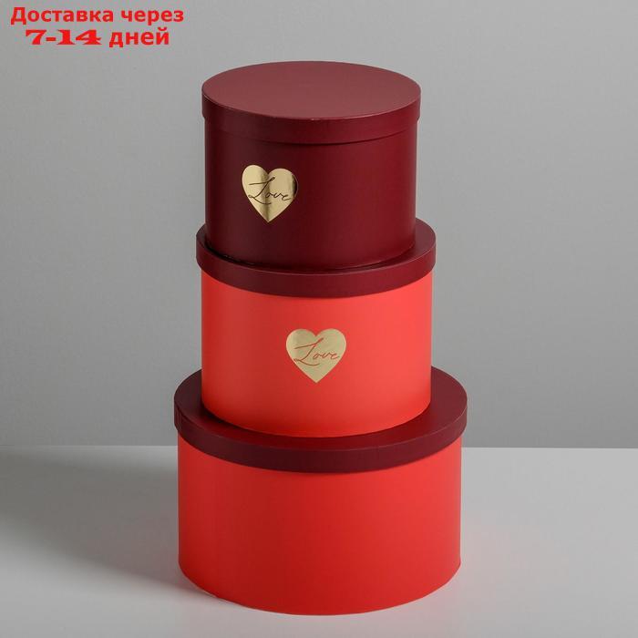Набор шляпных коробок для цветов 3 в 1 "Красный", 18 × 13 см - 25 × 15 см - фото 4 - id-p227097688