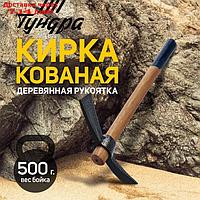 Кирка TUNDRA, кованая, деревянная рукоятка 380 мм, двухплоскостная, 500 г