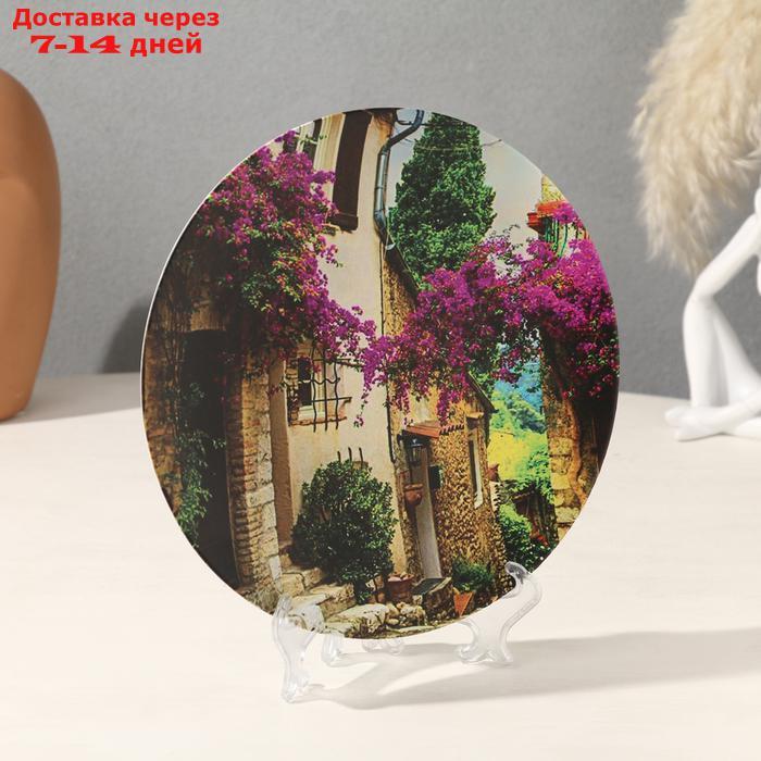 Тарелка декоративная "Улицы Прованса", с рисунком на холсте, D = 19,5 см - фото 2 - id-p227101048