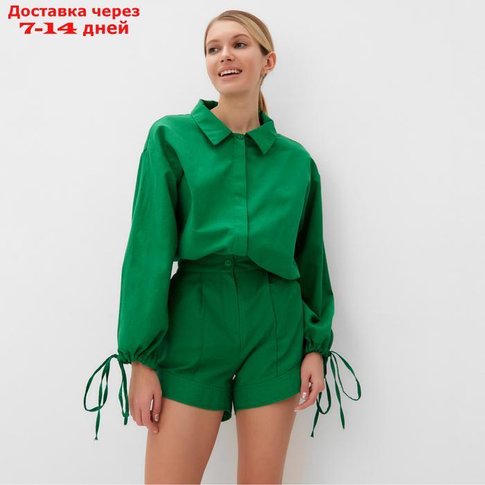 Комплект женский (блузка, шорты) MINAKU: Casual Collection, цвет зелёный, размер 46 - фото 1 - id-p227115453