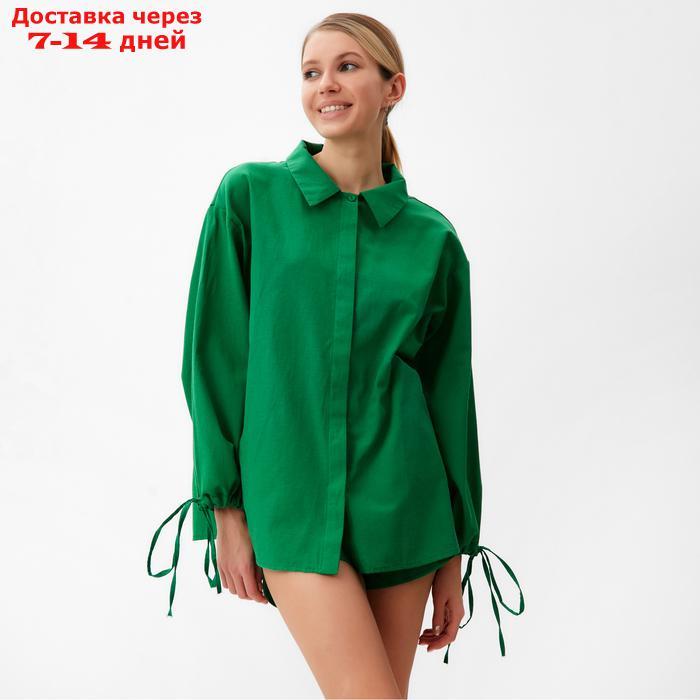 Комплект женский (блузка, шорты) MINAKU: Casual Collection, цвет зелёный, размер 46 - фото 2 - id-p227115453