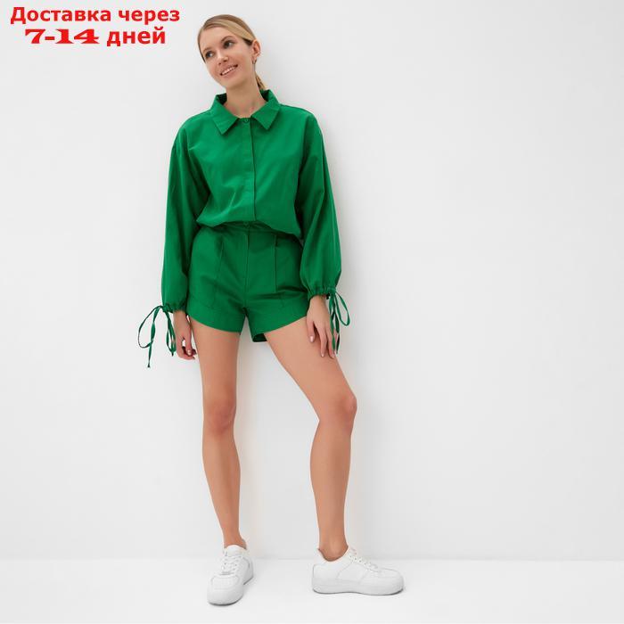 Комплект женский (блузка, шорты) MINAKU: Casual Collection, цвет зелёный, размер 46 - фото 4 - id-p227115453