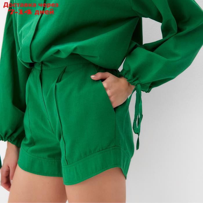 Комплект женский (блузка, шорты) MINAKU: Casual Collection, цвет зелёный, размер 46 - фото 6 - id-p227115453