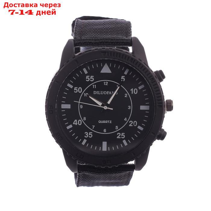 Часы наручные мужские "Солдат", чёрные, d=4.5 см, ремешок текстиль 22 мм - фото 1 - id-p227108671