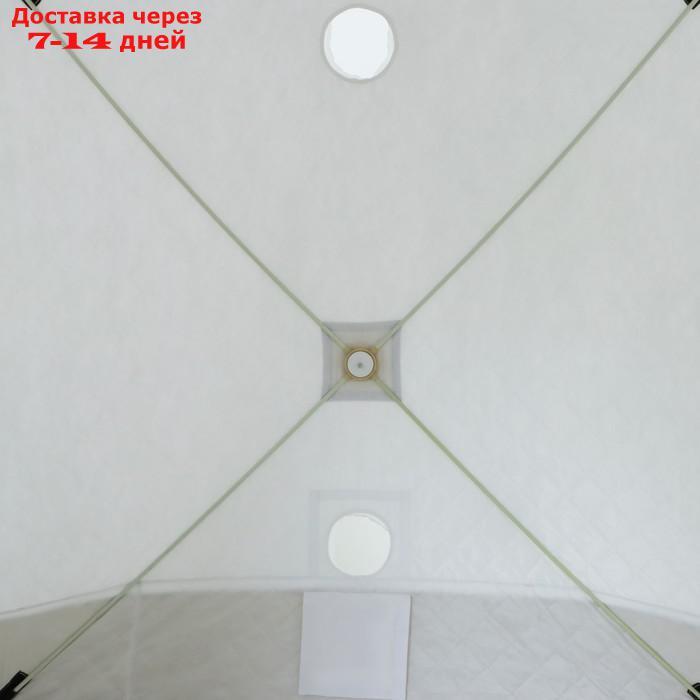 Палатка зимняя куб СЛЕДОПЫТ Premium, 1,8х1,8 м, 3-х местная, 3 слоя, цвет белый/олива - фото 7 - id-p227126725
