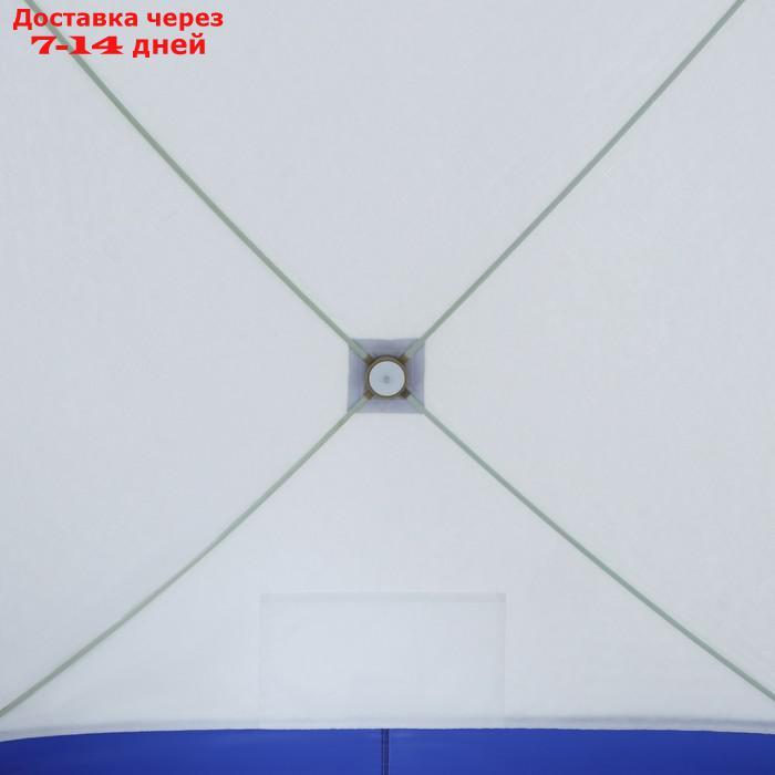 Палатка зимняя куб СЛЕДОПЫТ, 3-х местная, 3 слоя, цвет бело-синий - фото 7 - id-p227126728