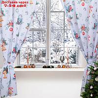 Комплект штор д/кухни с подхватами "Christmas wreaths" 145х180см-2 шт., габардин