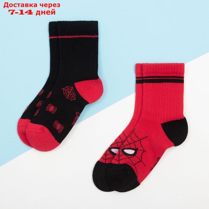 Набор носков "Человек-Паук" 2 пары, красный/чёрный, 16-18 см - фото 1 - id-p226954897
