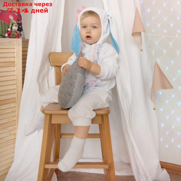 Карнавальный костюм для малышей "Зайчик с голубыми ушами", велюр, хлопок, рост 74-92 см - фото 2 - id-p227125761