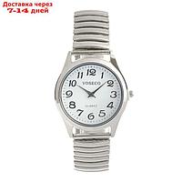 Часы наручные женские, браслет "резинка" серебро, d=4cм.