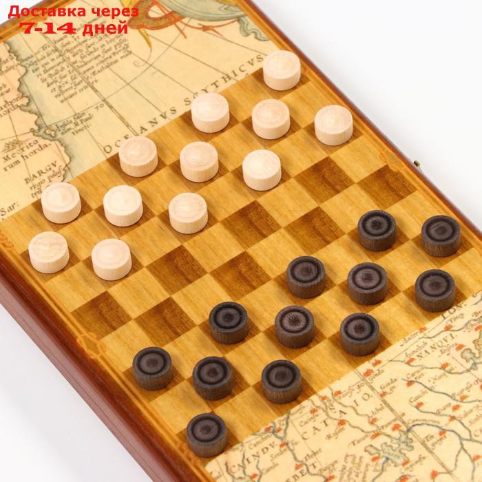 Нарды "Морские", деревянная доска 40х40 см, с полем для игры в шашки - фото 3 - id-p226940560