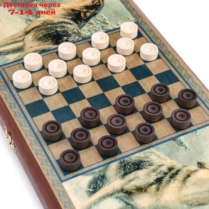 Нарды "Волки 2", деревянная доска 40х40 см, с полем для игры в шашки - фото 3 - id-p226940564