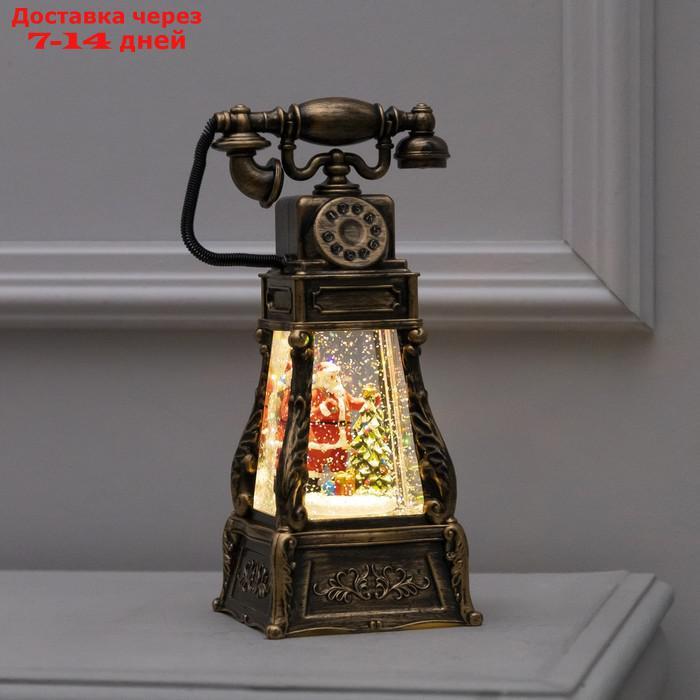 Фигура светодиодная телефон "Дед Мороз и елка", 11x28 см, USB, музыка, Т/БЕЛЫЙ - фото 1 - id-p227116604