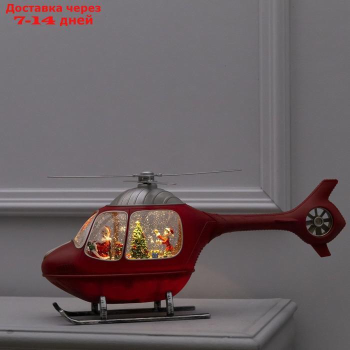 Фигура светодиодная вертолет "Дед Мороз и ребенок", .. см, USB, музыка, Т/БЕЛЫЙ - фото 1 - id-p227116606