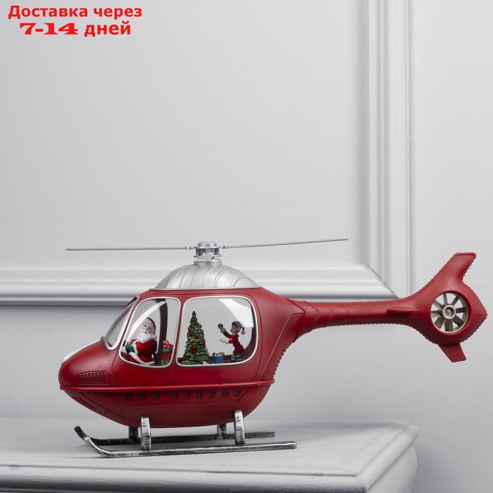 Фигура светодиодная вертолет "Дед Мороз и ребенок", .. см, USB, музыка, Т/БЕЛЫЙ - фото 2 - id-p227116606