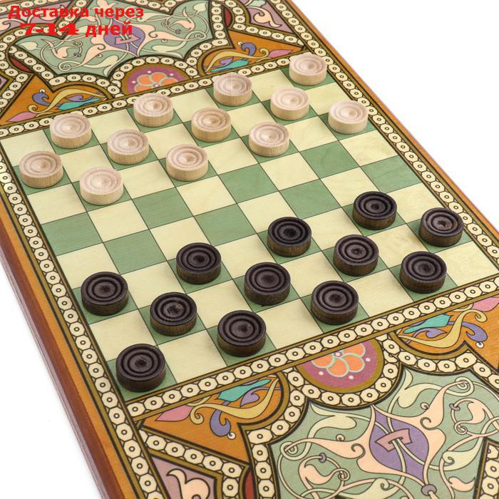 Нарды "Восточные", деревянная доска 60х60 см, с полем для игры в шашки - фото 3 - id-p226940571