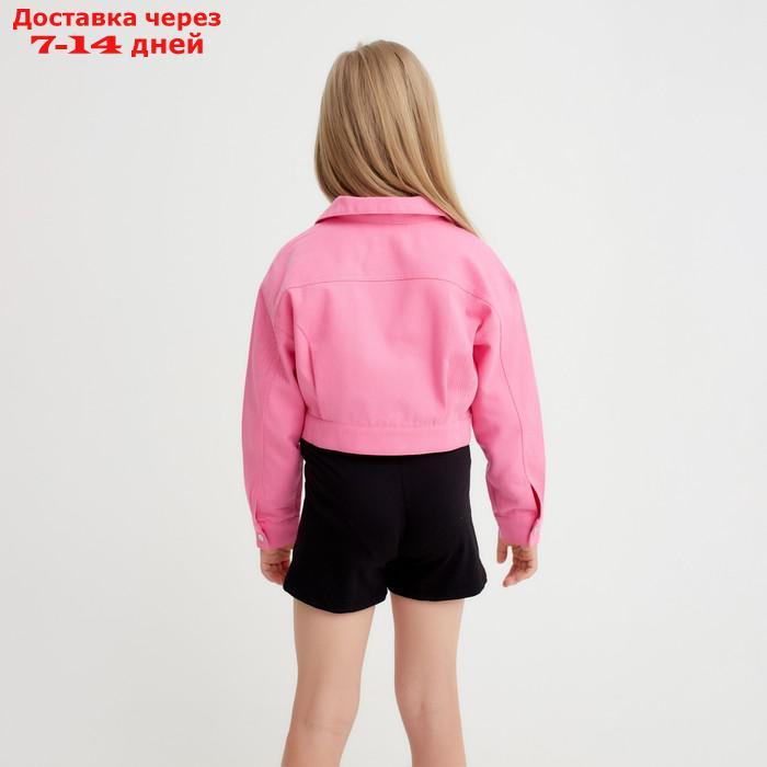 Рубашка для девочки джинсовая, укороченная KAFTAN, размер 36 (134-140 см), цвет розовый - фото 2 - id-p227114377