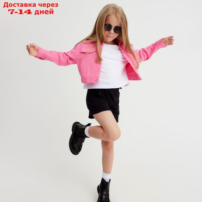 Рубашка для девочки джинсовая, укороченная KAFTAN, размер 36 (134-140 см), цвет розовый - фото 6 - id-p227114377