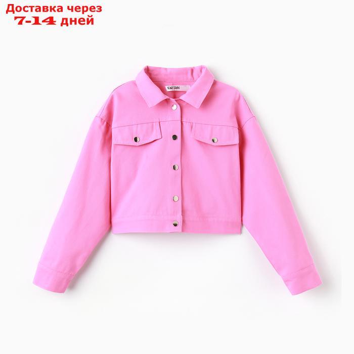 Рубашка для девочки джинсовая, укороченная KAFTAN, размер 36 (134-140 см), цвет розовый - фото 7 - id-p227114377