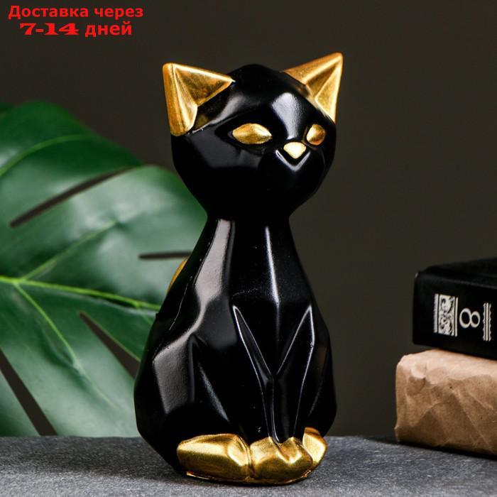 Копилка "Кошка геометрическая" черная/золото, 19см - фото 1 - id-p227117710
