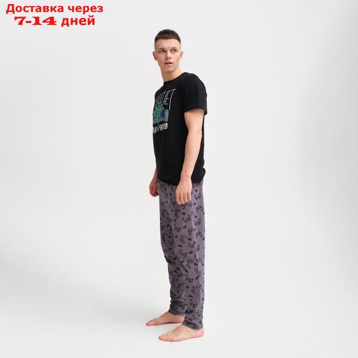 Пижама мужская KAFTAN "Не хватает" р.56, черный/серый - фото 3 - id-p227123789