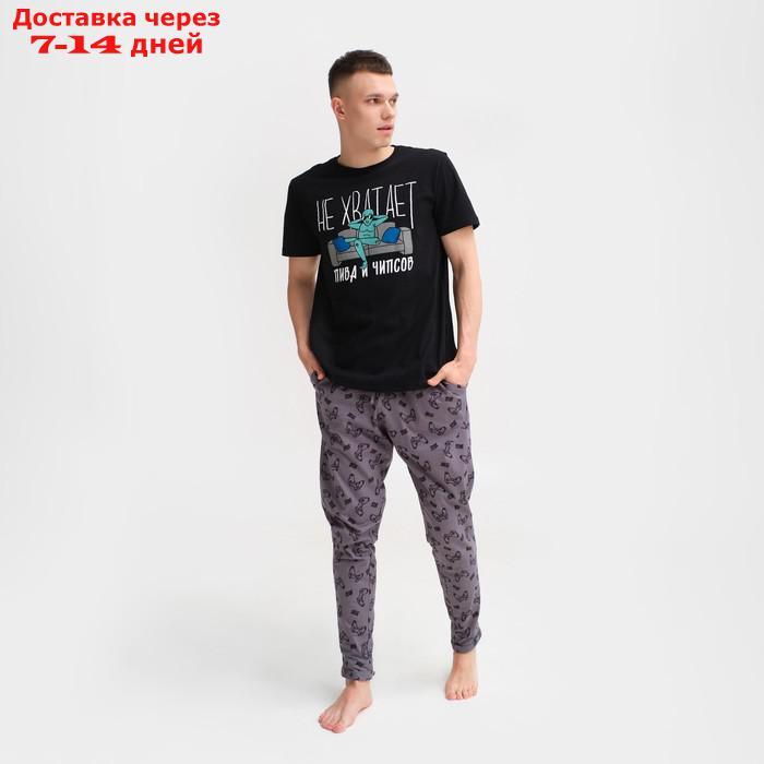 Пижама мужская KAFTAN "Не хватает" р.52, черный/серый - фото 5 - id-p227123790