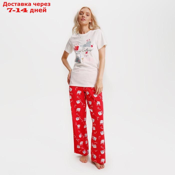 Пижама новогодняя женская (футболка и брюки) KAFTAN Cats, размер 40-42 - фото 1 - id-p227123793