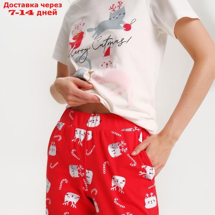 Пижама новогодняя женская (футболка и брюки) KAFTAN Cats, размер 40-42 - фото 5 - id-p227123793