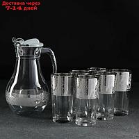 Набор питьевой Jungle, 7 предметов: графин 1 л, стакан 6×230 мл, с гравировкой и напылением, цвет серебро
