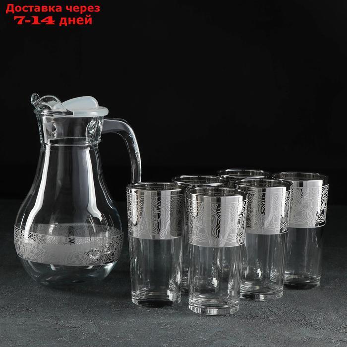 Набор питьевой Jungle, 7 предметов: графин 1 л, стакан 6×230 мл, с гравировкой и напылением, цвет серебро - фото 1 - id-p227104837