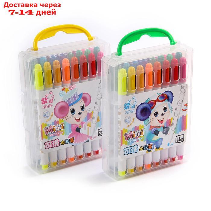 Фломастеры, 24 цвета, в пластиковом пенале с ручкой, вентилируемый колпачок, "Мышка" - фото 3 - id-p226976915
