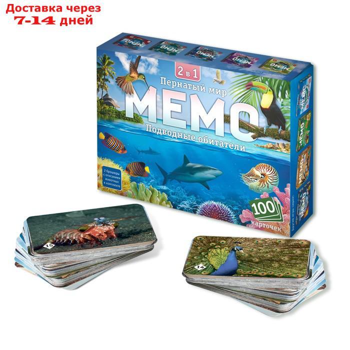 Настольная игра Мемо 2в1 "Пернатый мир" и "Подводный мир", 100 карточек - фото 1 - id-p227120290