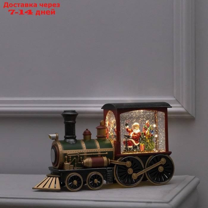Фигура светодиодная паровоз "Дед Мороз с подарками", 30x18x10 см, USB, музыка, Т/БЕЛЫЙ - фото 1 - id-p227116613