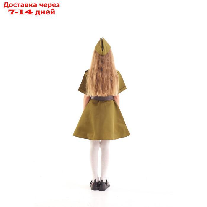 Платье военное для девочки, пилотка, ремень, 3-5 лет рост 104-116 см - фото 3 - id-p227129760