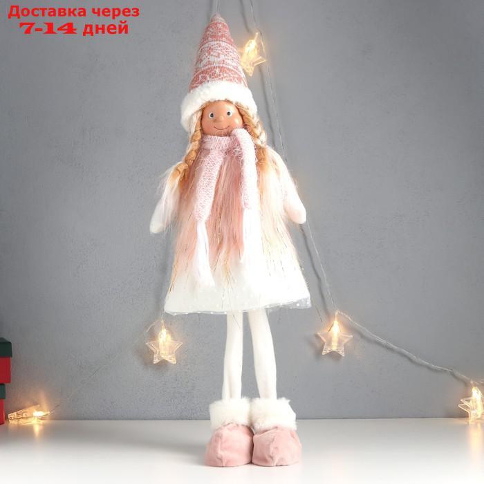 Кукла интерьерная "Девочка с косами, в колпаке, бело-розовый наряд" 63х20х13 см - фото 1 - id-p227120314