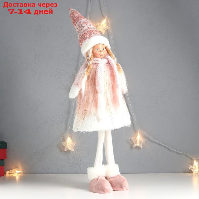 Кукла интерьерная "Девочка с косами, в колпаке, бело-розовый наряд" 63х20х13 см - фото 2 - id-p227120314