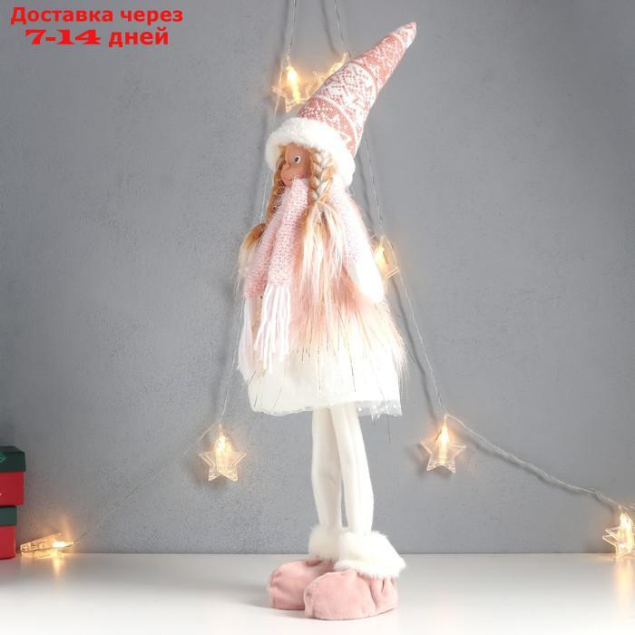 Кукла интерьерная "Девочка с косами, в колпаке, бело-розовый наряд" 63х20х13 см - фото 3 - id-p227120314