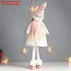 Кукла интерьерная "Девочка с косами, в колпаке, бело-розовый наряд" 63х20х13 см, фото 4