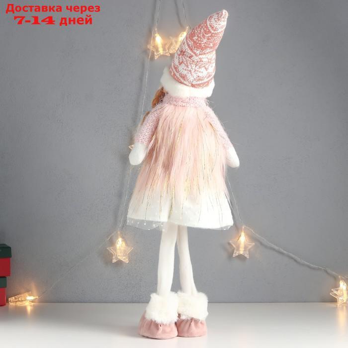 Кукла интерьерная "Девочка с косами, в колпаке, бело-розовый наряд" 63х20х13 см - фото 4 - id-p227120314