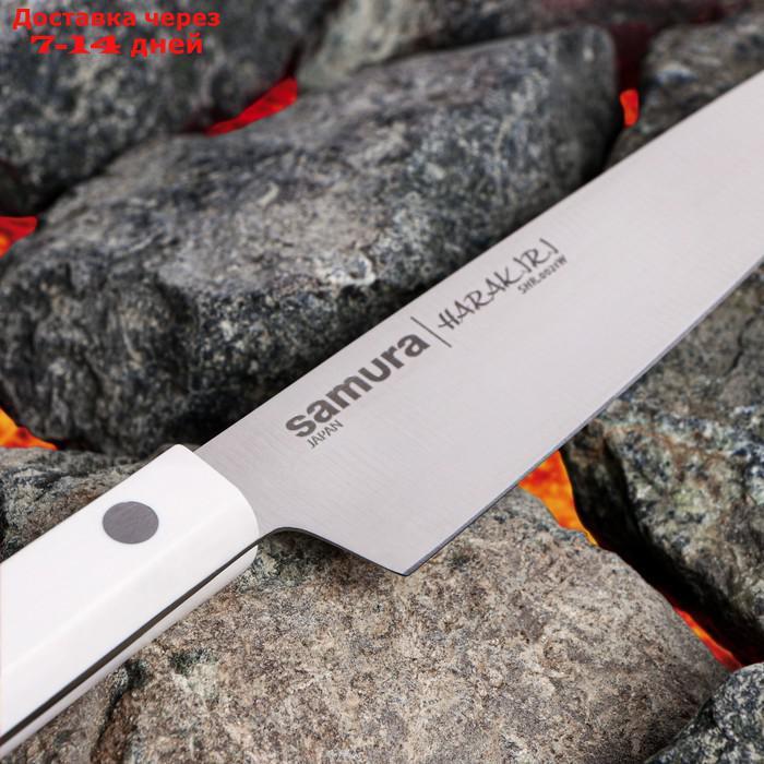 Нож кухонный универсальный Samura Harakiri, лезвие 12 см, белая рукоять, сталь AUS-8 - фото 3 - id-p227012139