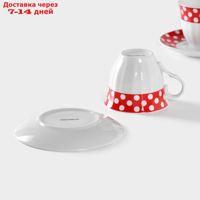 Сервиз чайный "Горох", 4 предмета: 2 чашки 210 мл, 2 блюдца, цвет красный - фото 6 - id-p227012143