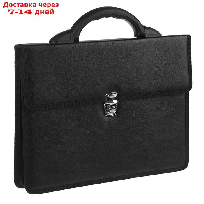 Портфель деловой "Вырица", 340 х 260 мм, искусственная кожа, чёрный - фото 2 - id-p226978692