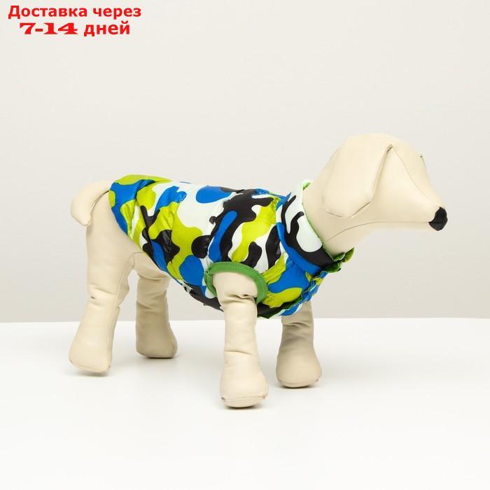 Куртка для собак двухсторонняя с принтом, размер 8 (ДС 23 см, ОГ 30, ОГ 22 см), зелёная - фото 8 - id-p227104876