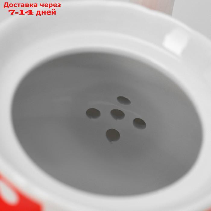 Сервиз чайный Доляна "Горох",13 предметов на подставке: 6 чашек 210 мл, 6 блюдец, чайник, цвет красный - фото 5 - id-p227012149