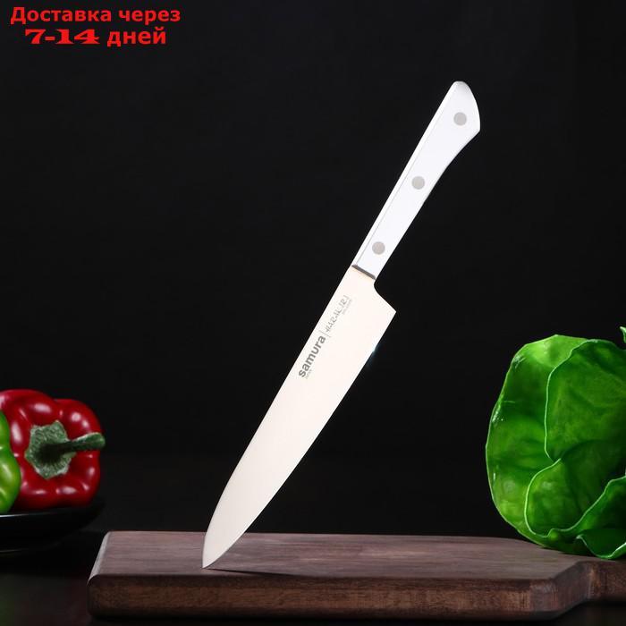 Нож кухонный универсальный, Samura Harakiri, лезвие 15 см, белая рукоять, сталь AUS-8 - фото 1 - id-p227012150