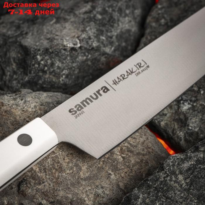 Нож кухонный универсальный, Samura Harakiri, лезвие 15 см, белая рукоять, сталь AUS-8 - фото 3 - id-p227012150