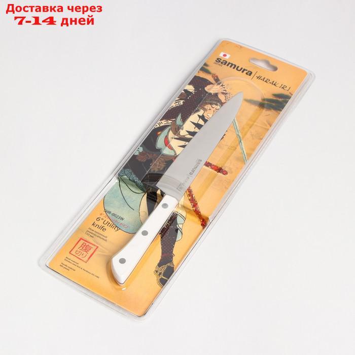 Нож кухонный универсальный, Samura Harakiri, лезвие 15 см, белая рукоять, сталь AUS-8 - фото 5 - id-p227012150